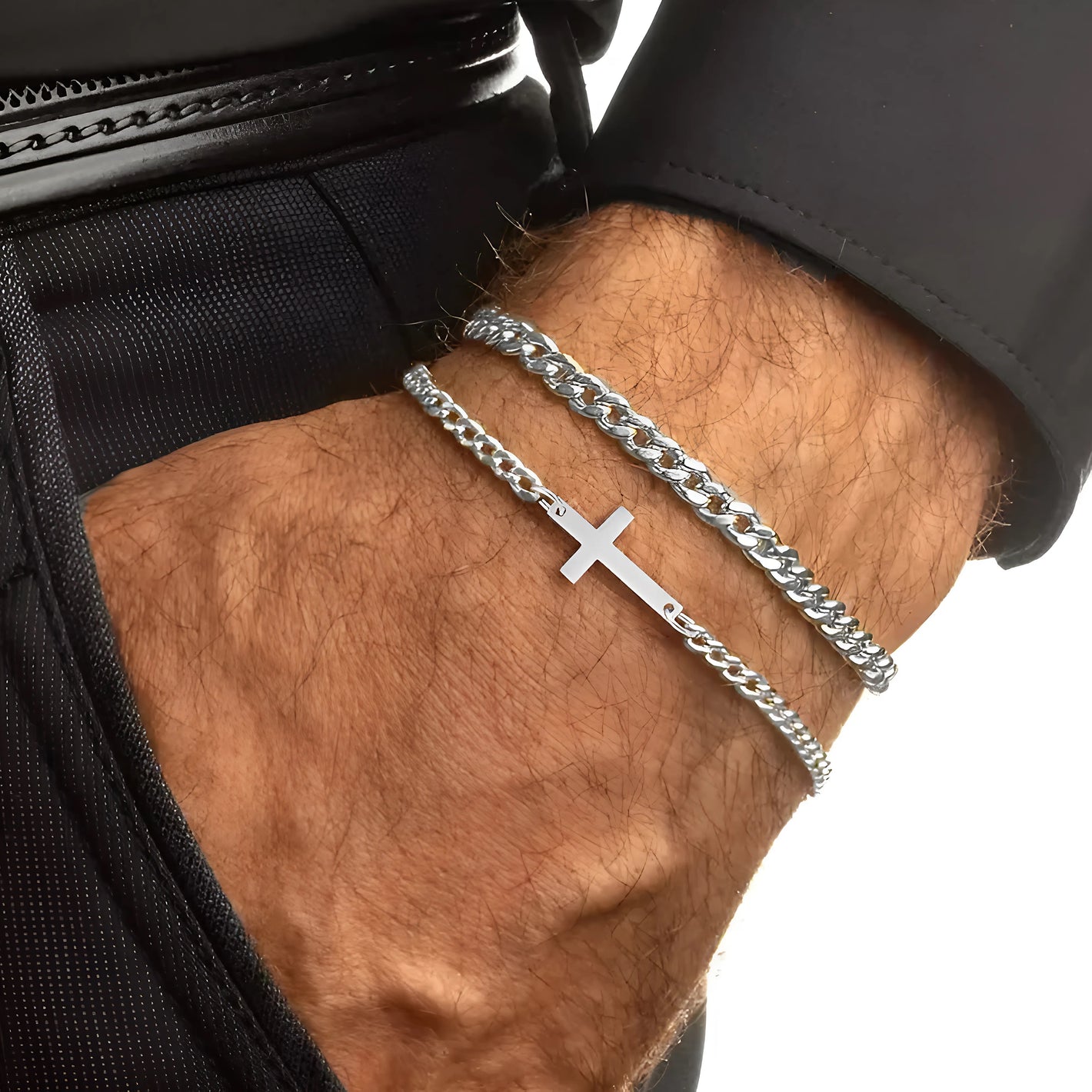 Pulsera doble Cruz